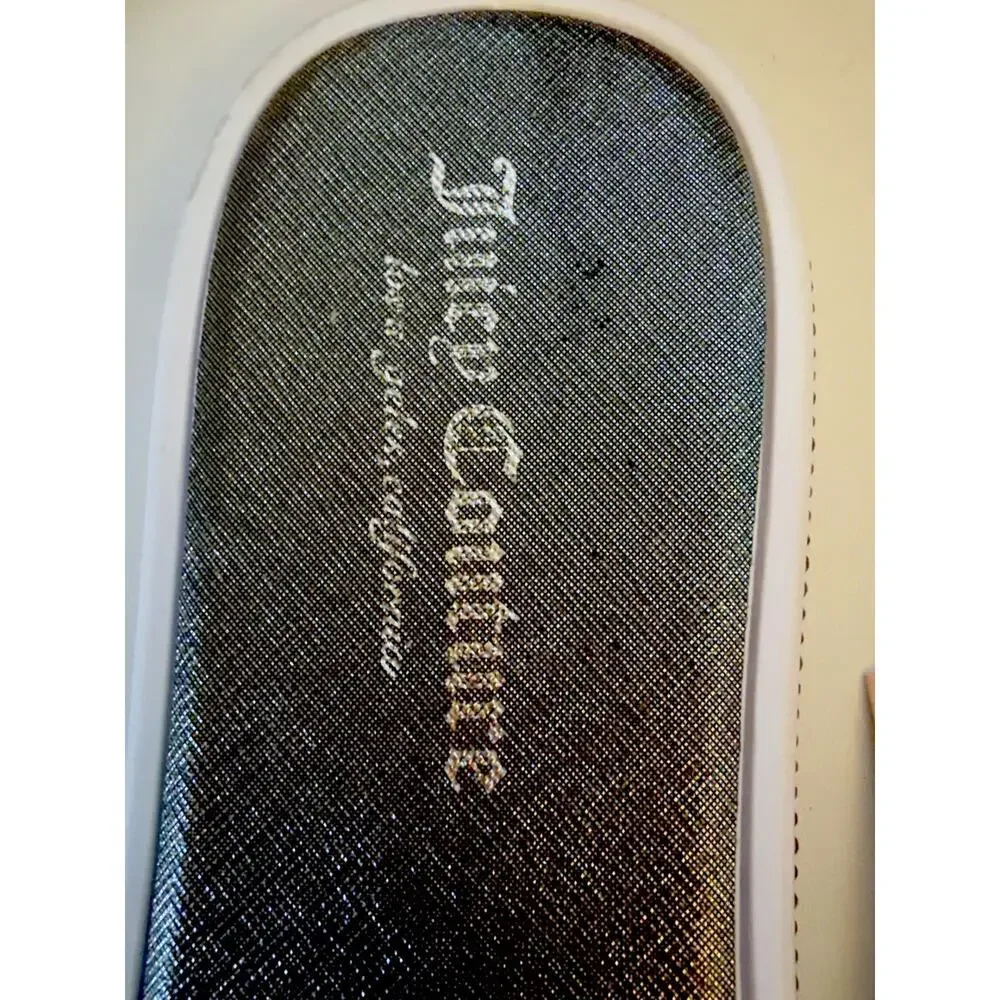 Juicy Couture Women's Black Glitter Logo Slip On Slide Sandals Size 10